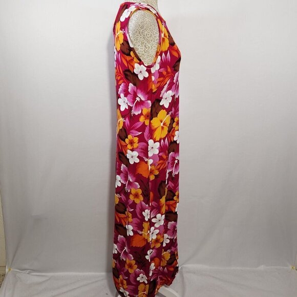 Bali Chic Women's Size Small Tropical Floral Print Sleeveless Maxie Dress Beach - Picture 8 of 13